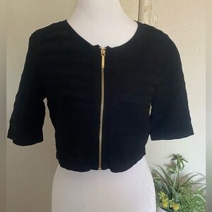 Ralph Lauren Black Crop Top with Gold‎ Zipper